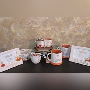 Rae Dunn Peanuts Snoopy Themed Autumn Mug and Plate Set